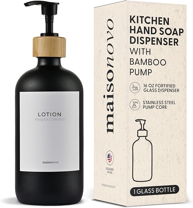 MaisoNovo Glass Hand Soap Dispenser | Dish Soap Dispenser by MaisoNovo-TheArtofSustainableLiving