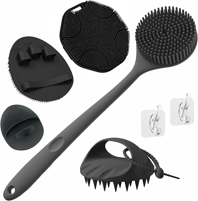 Manmihealth Silicone Back Scrubber & Soft Bath Glove, Silicone Scalp Massager by ManmiHealth