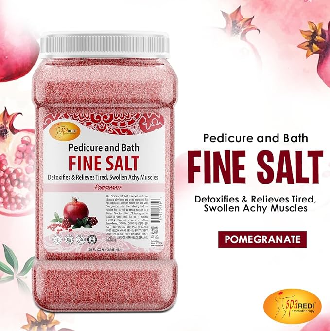 SPA REDI - Detox Foot Soak Pedicure and Bath Fine Salt, Pomegranate, 128 Oz - - Image 2