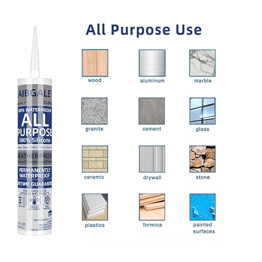 Clear Silicone Sealant, All-Purpose 100% Waterproof Silicone Caulk, Adhesive - Image 3