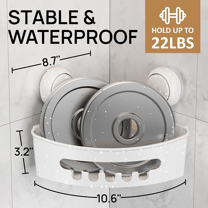 LEVERLOC Corner Shower Caddy Suction Cup, shower shelves suction cup, 2 Pack - Image 7