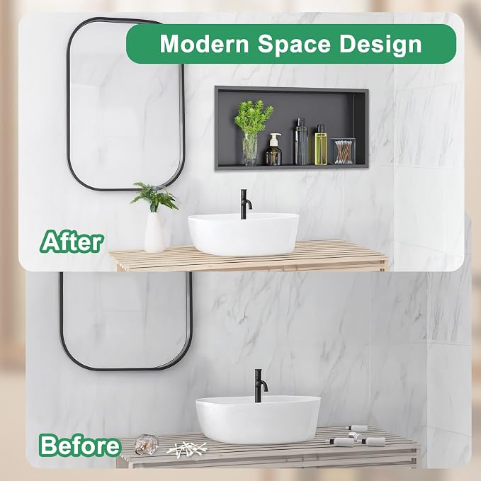 SaniteModar Shower Niche, Stainless Steel Shower Niche 12" X 24" No Tile Needed - Image 5