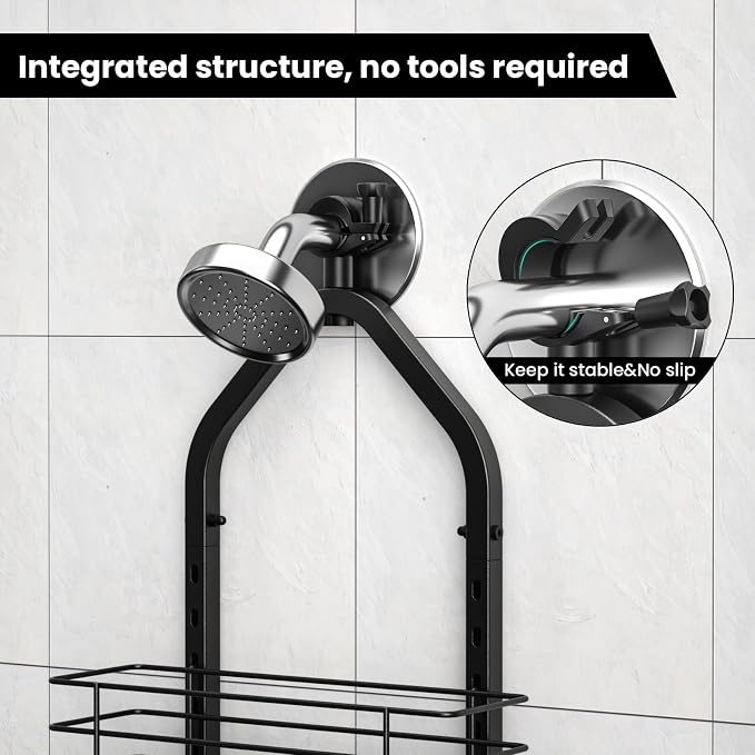 Shower Caddy Hanging, Adjustable Anti-Swing-Over The Shower Head Caddy - Image 3