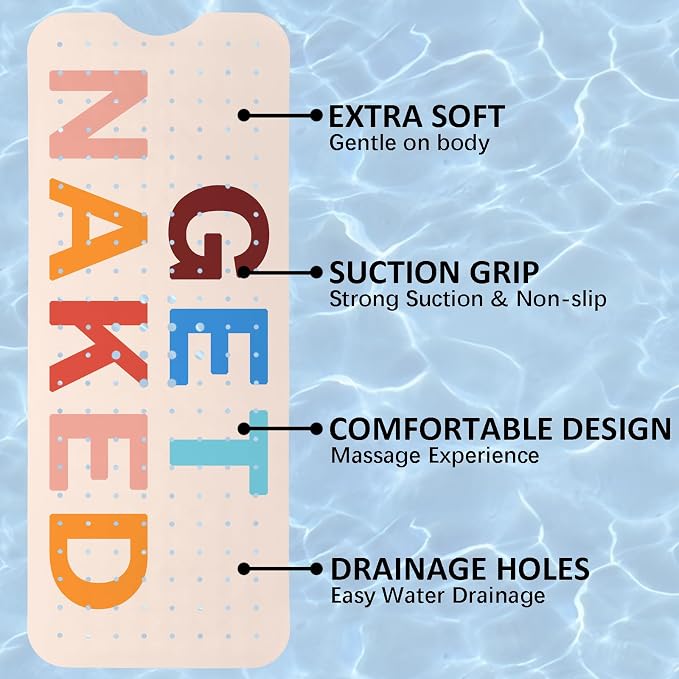Get Naked Bath Mat for Tub, Non Slip Bathtub Mat for Baby Rubber Tub Mat - Image 8
