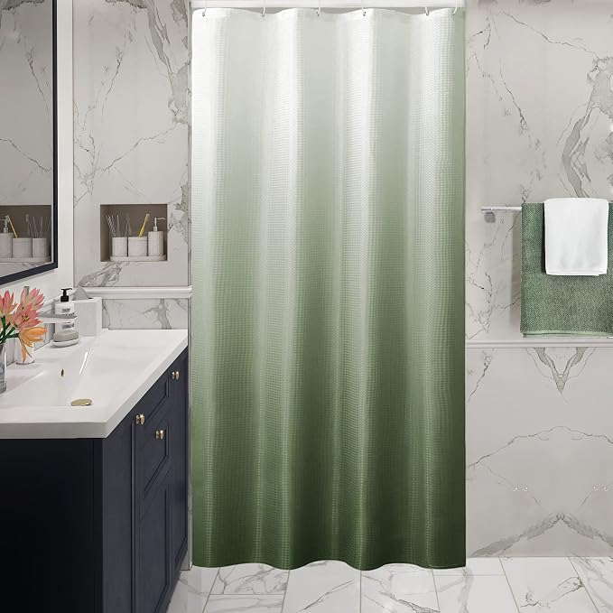 Gibelle Small Stall Shower Curtain 36 x 72, Narrow Half Sage Green Ombre Shower by Gibelle