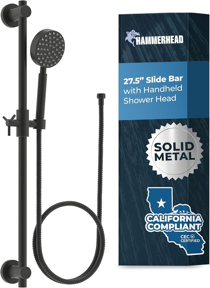 HammerHead Showers® SOLID METAL 27.5 Inch Shower Slide Bar Set and Handheld by HammerHeadShowers