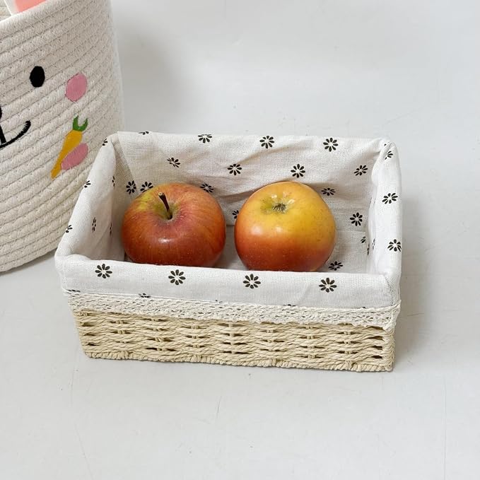 4-Pack Handmade Beige Woven Paper Rope Storage Baskets - Image 4