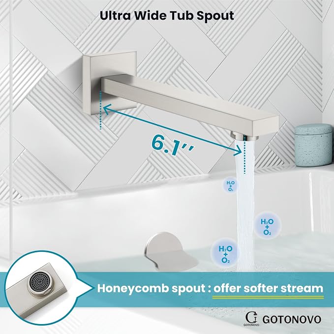gotonovo Shower System with Tub Spout Wall Mounted Rain Shower Head and Handle - Image 7