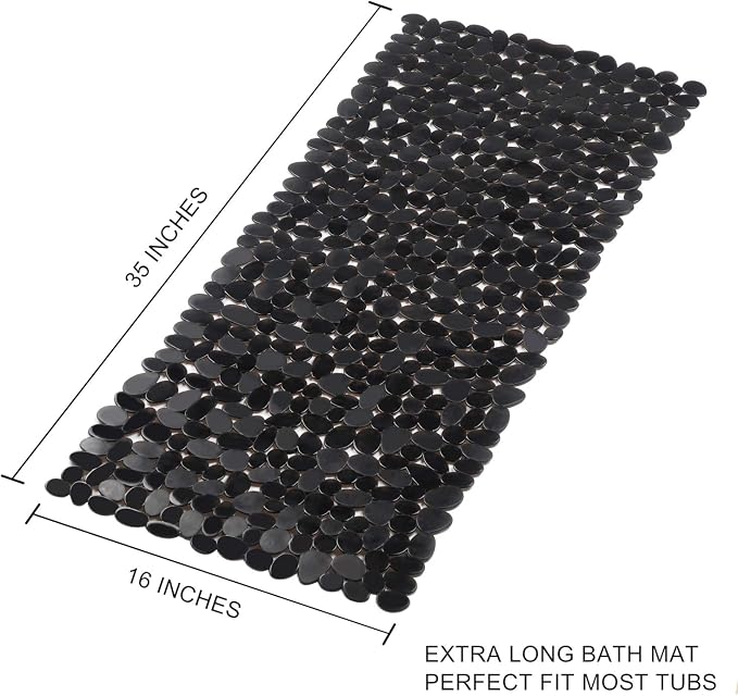 WELTRXE Non Slip Bathtub Mat 35 x 16 Inches Pebbles Shower Mats - Image 5