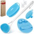 Silicone Back Body Face Scrubbers Set 4PCS, 15.35’’ Back Scrubber Soft Body by GEENOA