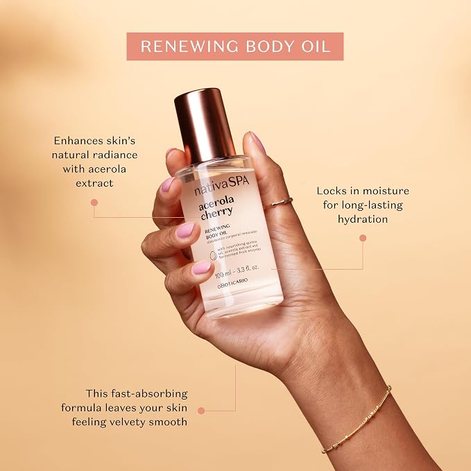 Nativa SPA by O Boticario Acerola Cherry Renewing Body Oil, Luminous Glow & - Image 2
