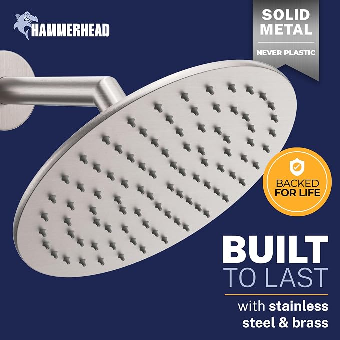 HammerHead Showers® Solid Metal 8 Inch Rainfall Shower Head – BRUSHED NICKEL - Image 2
