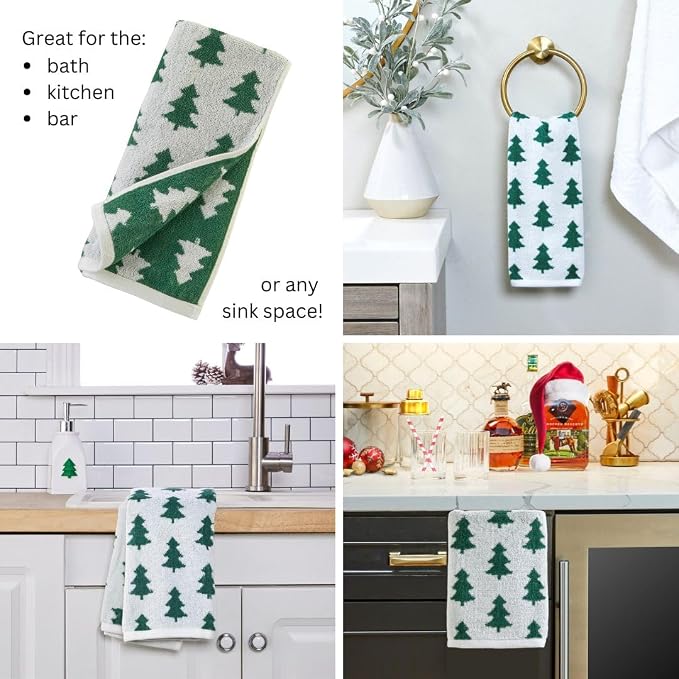 SKL Home Christmas/Winter Holiday Trees 100% Cotton Premium 2-Piece Hand Towel - Image 3