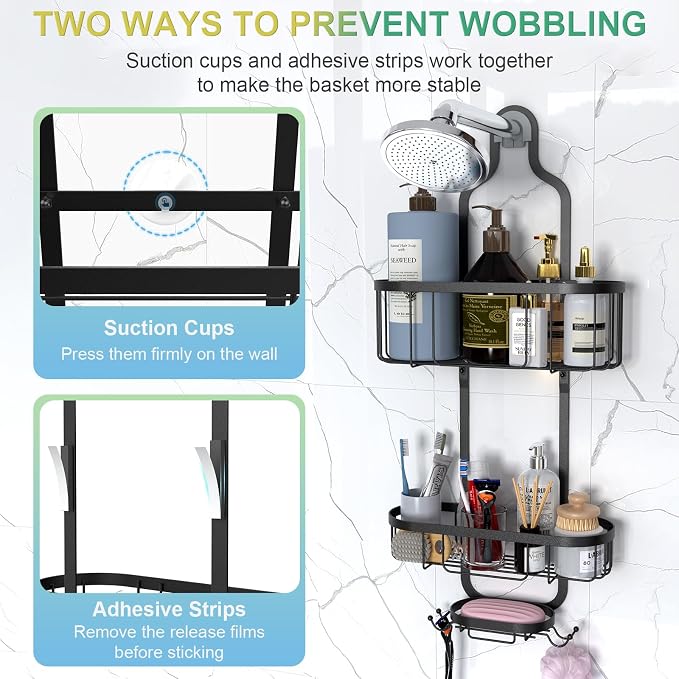 Kadolina Bathroom Hanging Shower Organizer, Over Head Shower Caddy Shower - Image 2