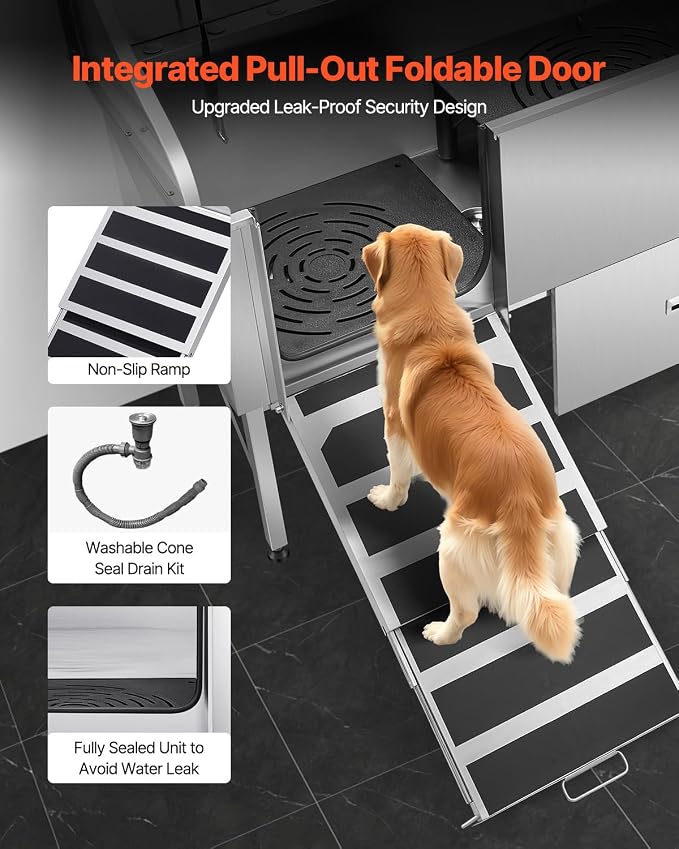 VEVOR Professional 304 Stainless Steel Dog Bathing Station, 61 inch Pet - Image 3
