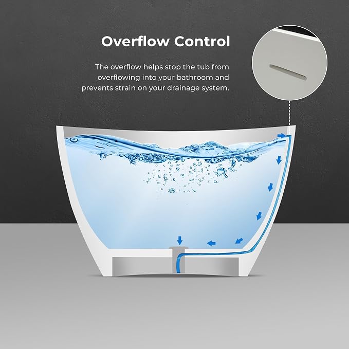 Premium 67'' Solid Surface Freestanding Bathtub, Upgraded Oval Shape Stone - Image 9