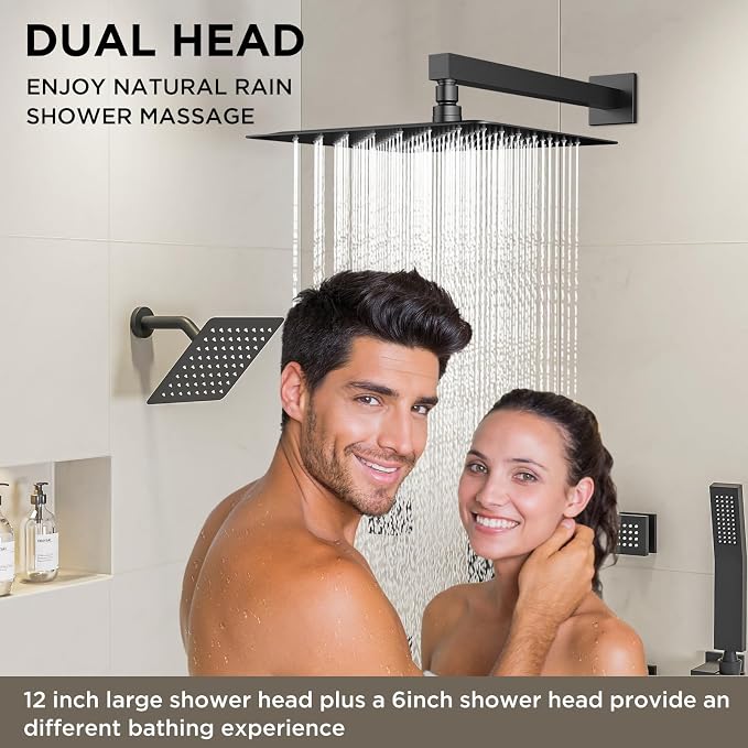 Shower Systems with 4 Body Spray Jets, STARBATH 4 Way 12+6" Rainfall Shower - Image 2