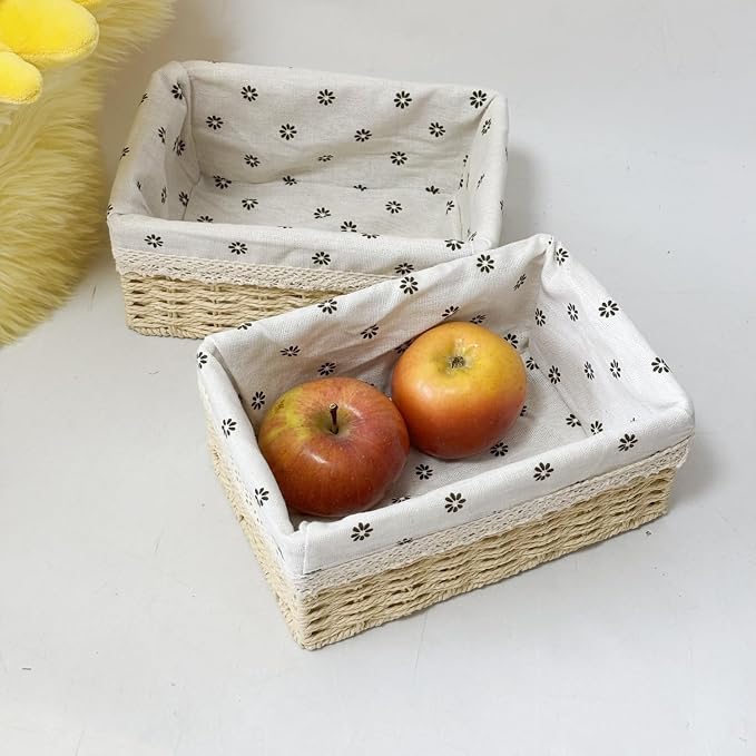 4-Pack Handmade Beige Woven Paper Rope Storage Baskets - Image 3