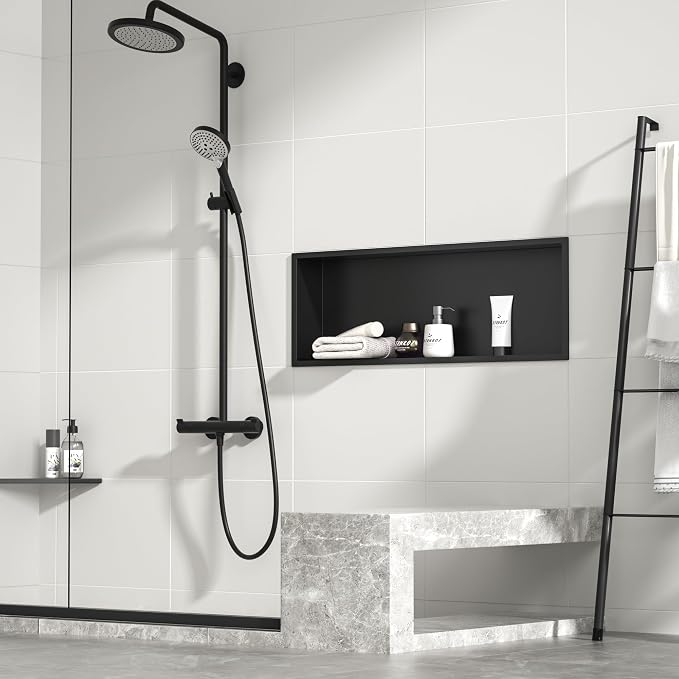 Stainless Steel Shower Niche 36" X 12" Matte Black No Tile Needed Horizontal - Image 2