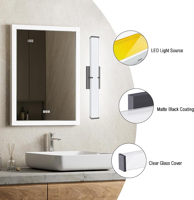 Bathroom Lighting Fixtures Over Mirror: 16-inch ETL Certified LED Modern Vanity - Image 7