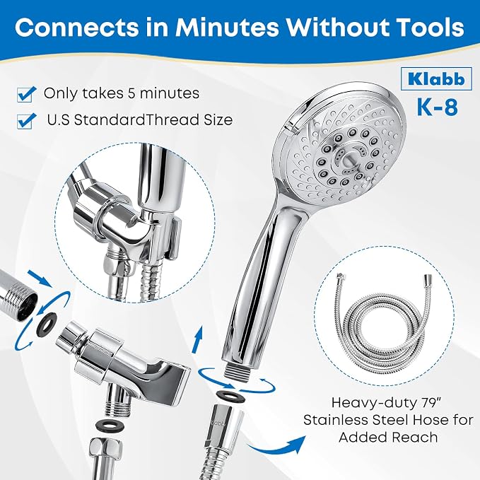 Klabb 4.3" High Pressure Handheld Shower Head - Image 4