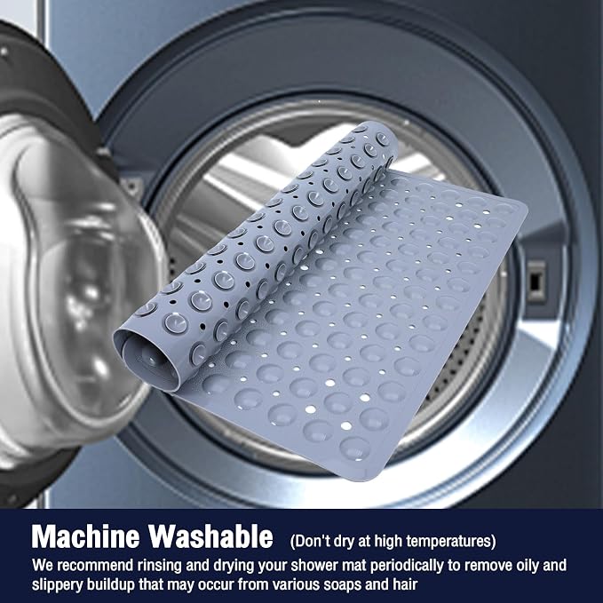 Gray Square Shower Bathtub Mat Non Slip 21x21 Inch, Soft Bath Mat - Image 6