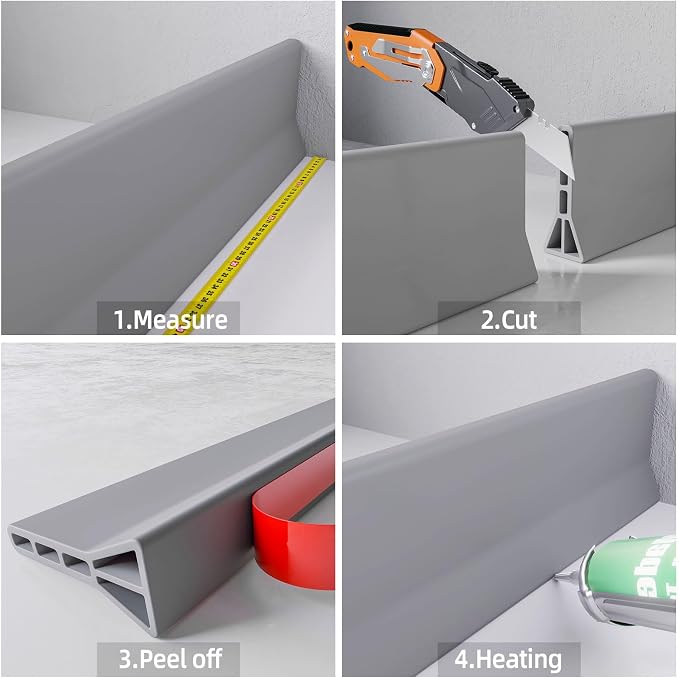 Raycity 3" High Shower Threshold Water Dam 98 IN Collapsible Shower Water - Image 4