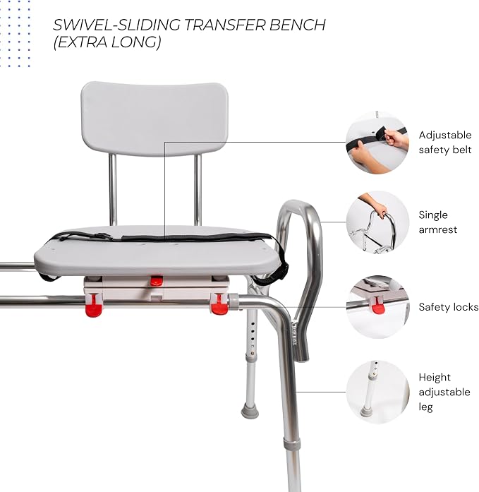 Eagle Health Supplies Sliding Shower Chair Tub Transfer Bench - Image 8
