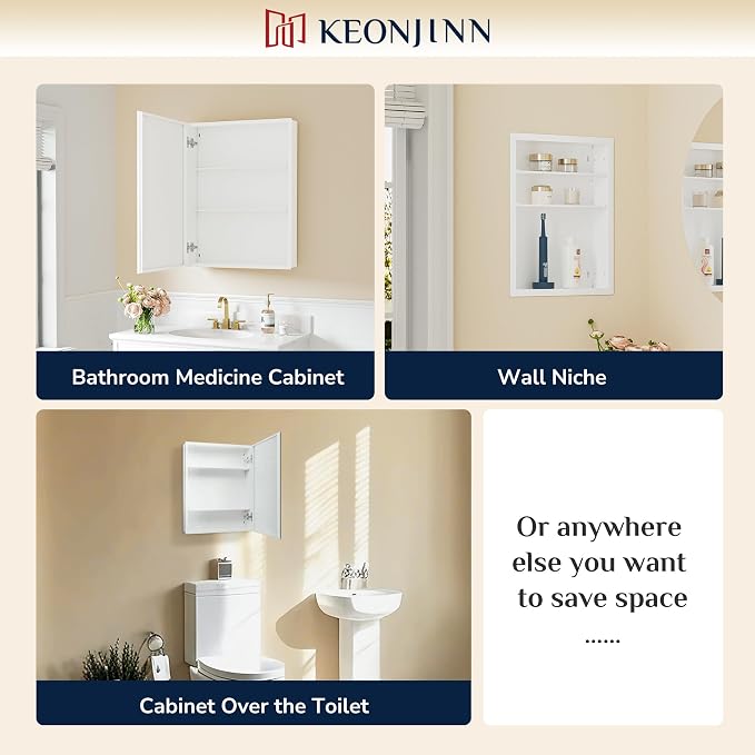 Keonjinn 60 x 32 Inch Medicine Cabinet, Assembly Required, Lightweight - Image 7