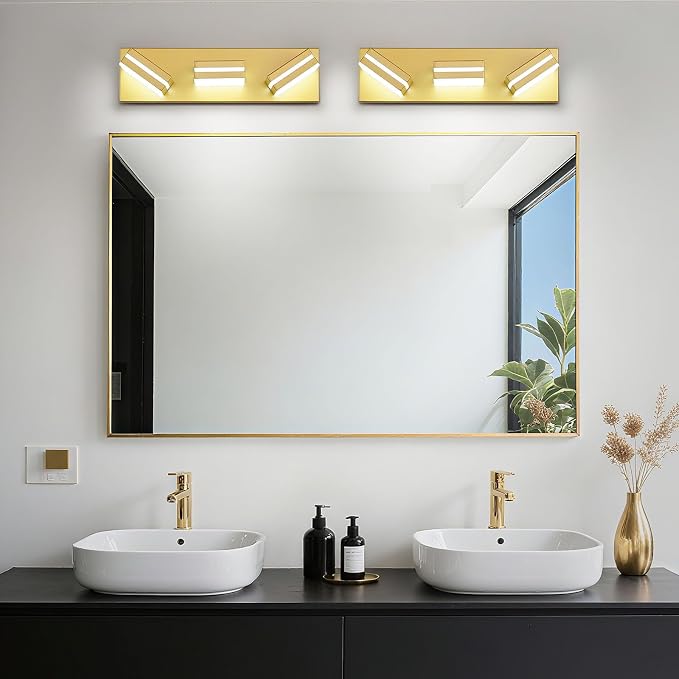 Modern LED Small Bathroom Lights Fixtures, Metal Gold Acrylic Wall Lighting - Image 8