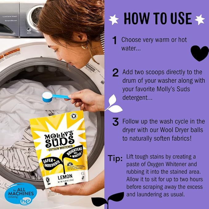 Molly's Suds Oxygen Whitener | Powerful Bleach Alternative, Chlorine Free & - Image 3