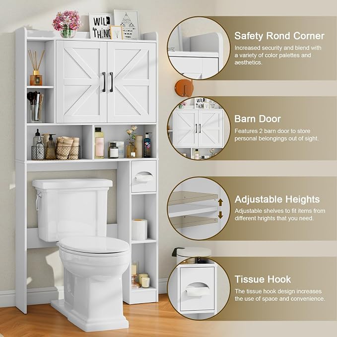 Vabches Over The Toilet Storage Cabinet, Farmhouse Storage Cabinet Over Toilet - Image 3