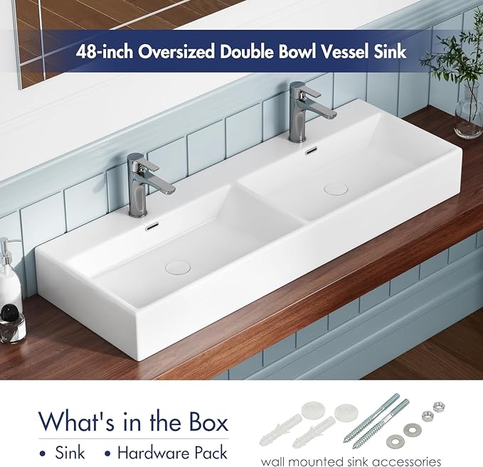 Eridanus Bathroom Vessel Sinks 48" x 16.5", Premium Wall Mount Bathroom Vanity - Image 4