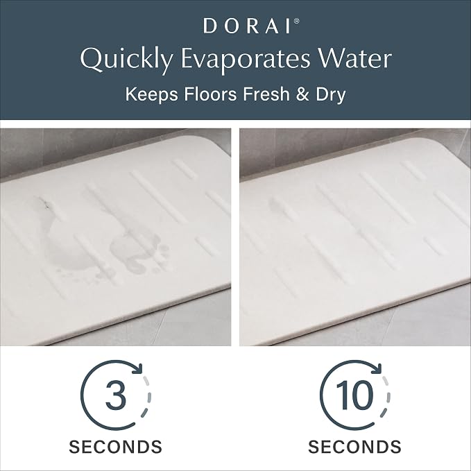 Dorai Home Bath Stone Mat 23.6"x15.4" – Quick-Dry, Non-Slip Diatomite Stone - Image 2