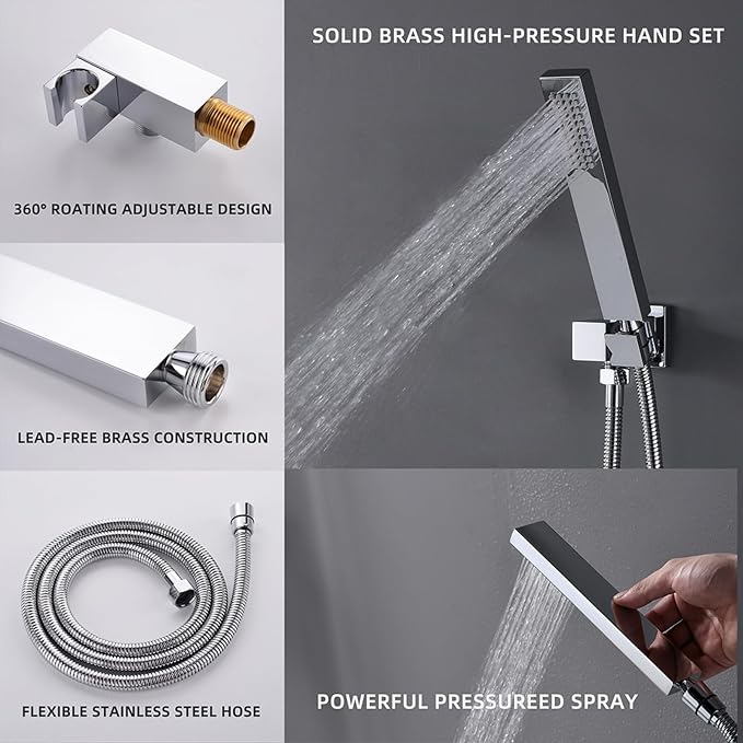 Polished Chrome 16X24 inch Ceiling Mounted Rain Shower Head System, Digital - Image 5