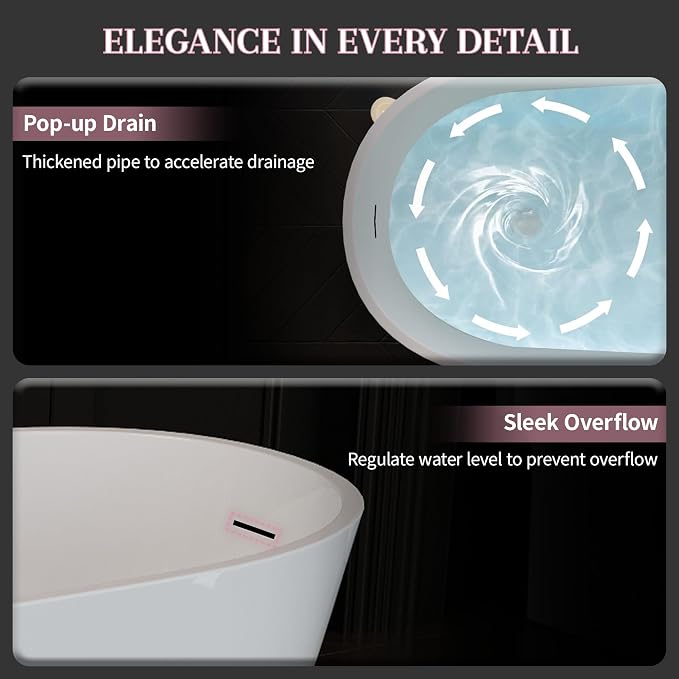 ABRUZZO 63" Acrylic Freestanding Bathtub - Image 8