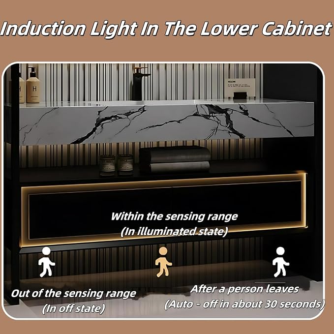 56IN Black Floating Bathroom Vanity - Image 5