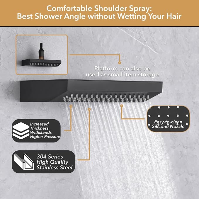 VANFOXLE Shower Faucet Set Matte Black Shower System, Shower Faucet - Image 3