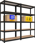 HOMEDANT House 5 Tier Laminated Metal Shelving Unit Adjustable Storage Utility by TheBestOrganizingSolution