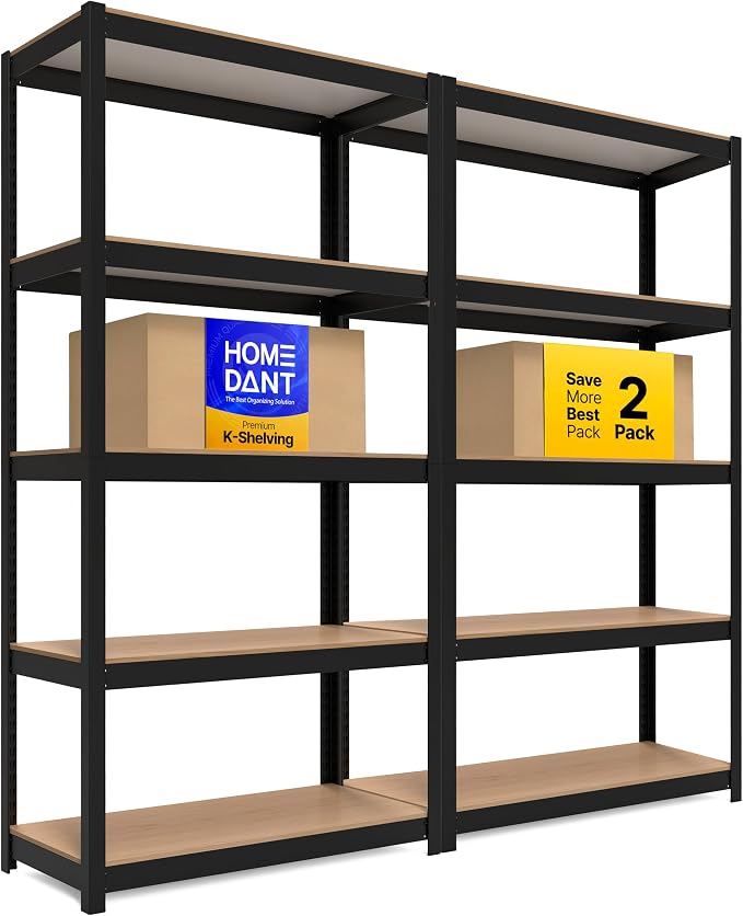 HOMEDANT House 5 Tier Laminated Metal Shelving Unit Adjustable Storage Utility by TheBestOrganizingSolution