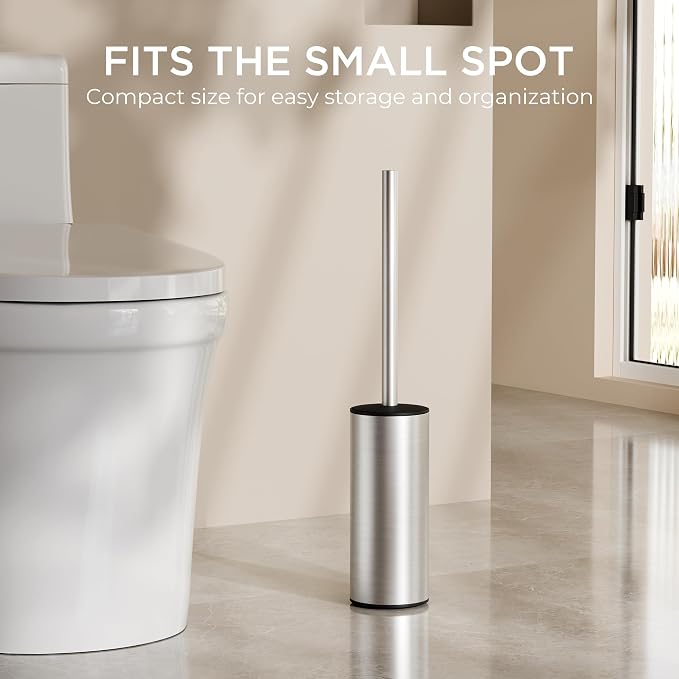 FORIOUS Toilet Brush and Holder Set Brushed Nickel, Heavy Duty 304 Stainless - Image 6