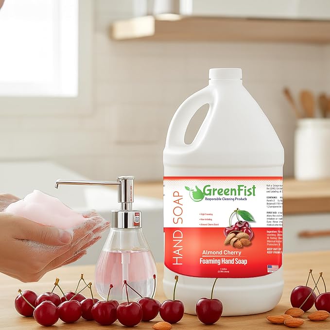 GreenFist Foaming Hand Soap Refills Almond Cherry Scent Jug Foam Refill Made in - Image 3