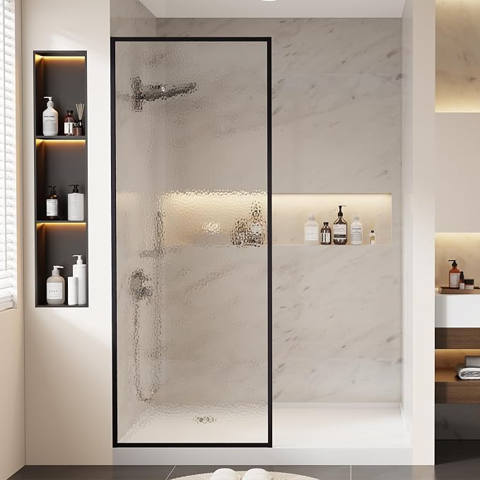 Dimaris Shower Door 30" X 78" Tempered Fluted Glass Framed Shower Screen Shower by BathHomeExpert