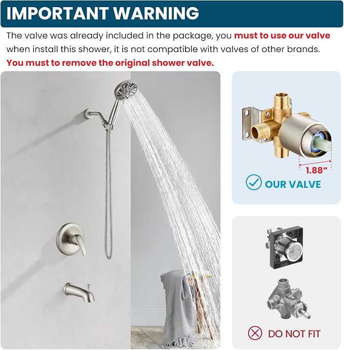 gotonovo Bathroom Shower Head Kit High Pressure Combo System Shower Faucet 6 - Image 2