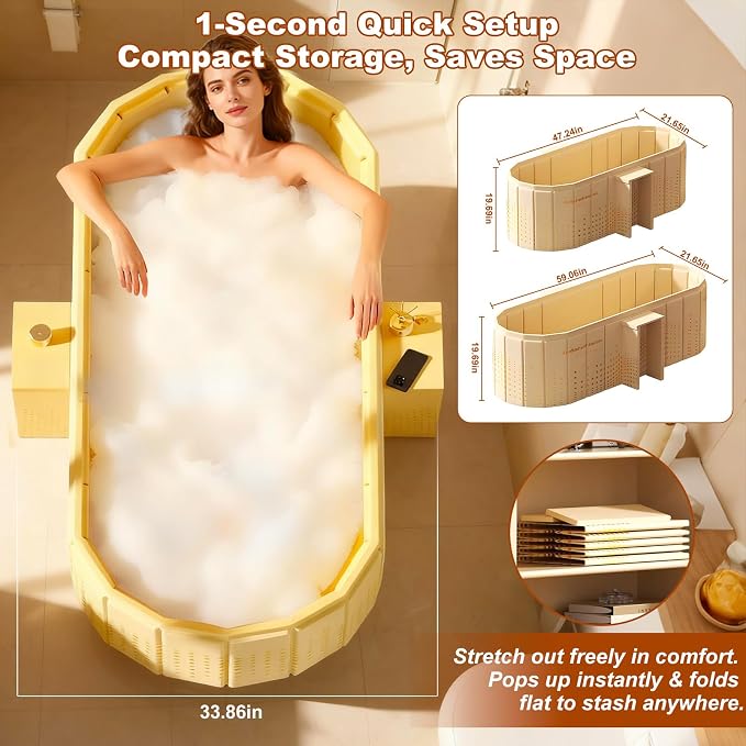 Portable Bathtub for Adult 47" Large Collapsible Cold Plunge Bathtub Foldable - Image 5