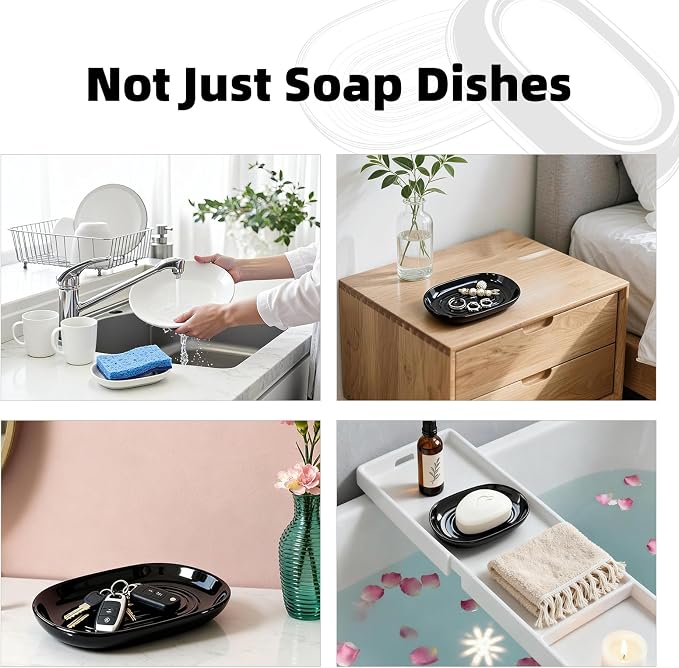 Ceramic Soap Dish for Bath Sink- Modern White Bar Soap Holder for Shower - Image 6