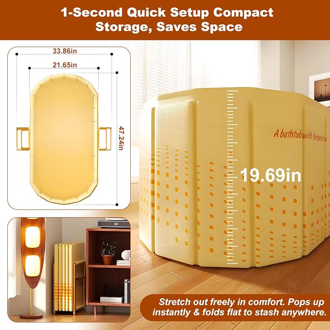 Portable Bathtub for Adult 47" Large Collapsible Cold Plunge Bathtub Foldable - Image 3