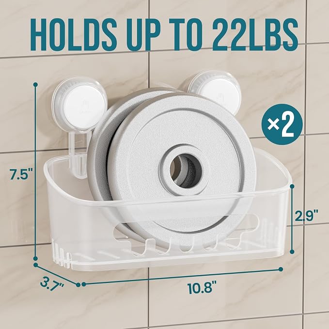 TAILI Shower Caddy Suction Cup, Heavy Duty Bathroom Organizer, Removable Shelves - Image 2