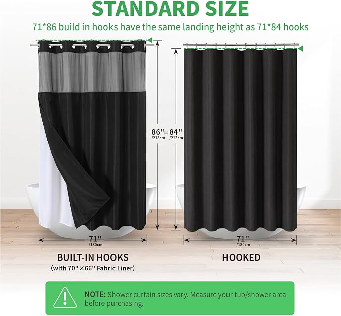 Extra Long No Hooks Needed Linen Textured Shower Curtain - Image 6