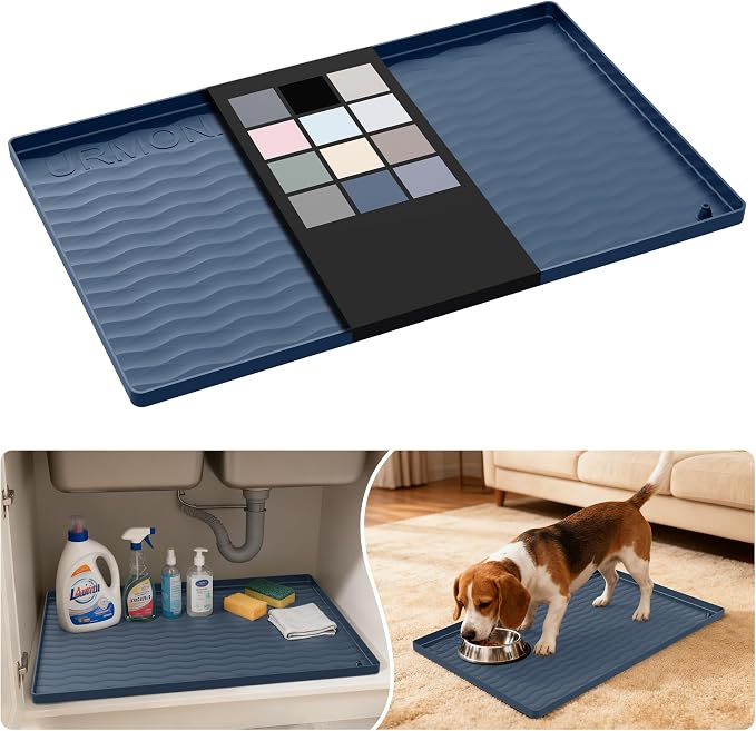 URMONA Waterproof Silicone Under Sink Mat 22'' x 14'' Shelf Liner by URMONA